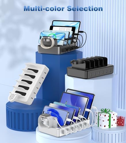 50 W Multi-Device Charging Station – High-Speed Six-Port USB Dock for Phones, Tablets, Kindles & Smartwatches – Fast Universal Charger for Home & Office Convenience – Declutter Your Charging Experience!