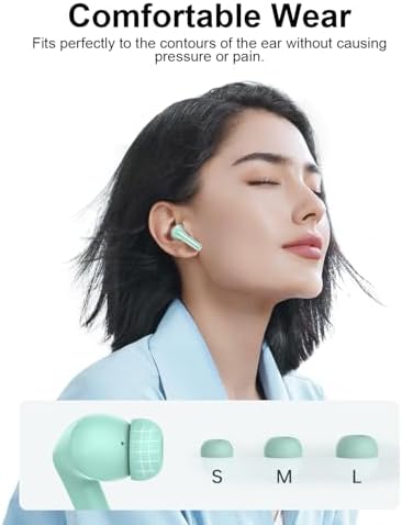 Elevate Your Audio Experience with Light Green Wireless Earbuds – Premium Bluetooth 5.0 Headphones Featuring 40-Hour Playtime, Deep Bass Sound, IPX7 Waterproof Design for Active Lifestyles, and LED Battery Indicator for Ultimate Convenience, Ideal for Fitness Enthusiasts and Music Lovers
