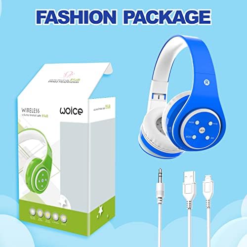 Safe & Stylish Kids Bluetooth Headphones – Foldable Over-Ear Design with Volume Limiting for Optimal Hearing Protection (85/110 d B), Wireless & Wired AUX Compatibility, Built-in Microphone for Hands-Free Calls, Perfect for School, Travel & Everyday Use, Durable Noise Isolation for All Devices