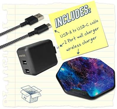 Smartish Charge Island 15 W Fast Wireless Charger – Qi-Certified Non-Slip Charging Pad for i Phone, Samsung Galaxy & Air Pods Pro – Enhance Efficiency with Sleek Design & Built-in Safety Features – Ideal for Home & Office Charging Solutions