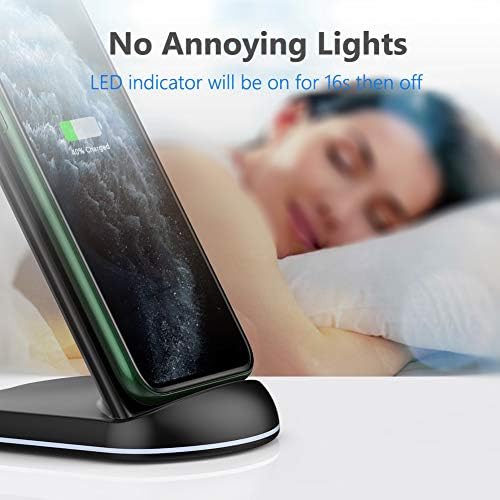 Yootech 10 W Max Wireless Charging Stand – Ultra-Fast Qi-Certified Charger for i Phone 16/15/14/13/SE 2022 & Galaxy S22/S21/S20/S10 – Streamlined Design with Advanced Safety Features for Hassle-Free Charging Experience