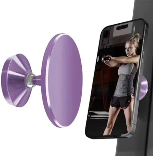 Gym Magnetic Phone Holder – 360° Rotatable Mount for Video Recording, Strong Dual Magnet Attach to Metal Surface, Car – Fits iPhone, Android & Large Cases, All Metal Build(Purple) – Enhanced Compatibility and Speed