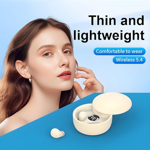 Beige Ergonomic Mini Bluetooth Earbuds – Premium Sound Quality, Hassle-Free Auto Pairing, and IPX5 Waterproof for Active Lifestyles with Ultimate Comfort and Portability