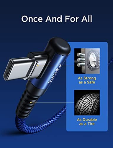 Revolutionize Your Charging with AINOPE 60 W USB C Cable 2-Pack – 10 ft Durable Nylon Braided Right Angle Type C Charger for i Phone 16 Pro Max, Samsung S24, and i Pad Pro – Fast Charging, Enhanced Compatibility, and Long-Lasting Performance