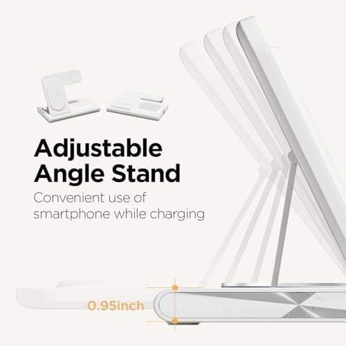 Mooas 3-in-1 Fast Wireless Charging Station with Nightlight – 15 W Multi-Device Charger for i Phone 15/14/13/12/11/XR/XS/8, Samsung Galaxy S24/23/22/21, Air Pods & Apple Watch – Sleek, Space-Saving Design for Enhanced Compatibility and Convenience
