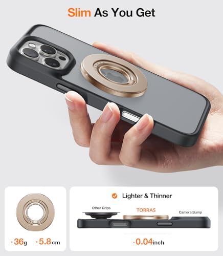 Elevate Your Mobile Experience with TORRAS 2025 Upgrade Dual-Ring Mag Safe Phone Grip Holder in Desert Titanium Gold – Ultimate Compatibility for i Phone 16/15/14/13/12/11, Samsung & Google Devices, Innovative Magnetic Kickstand for Effortless Hands-Free Viewing and Enhanced Stability