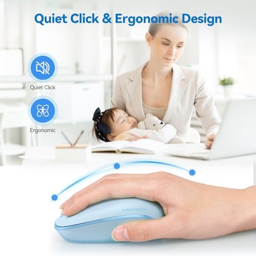 TECKNET 2.4 GHz Wireless Mouse – Ultra-Quiet & Portable Computer Companion with Adjustable DPI, USB Receiver, and Ergonomic Design for Seamless Use Across Chromebook, Laptop, PC & Mac – Enhance Productivity Effortlessly