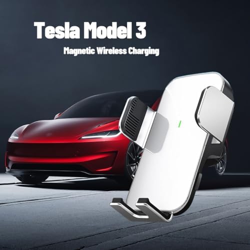 Compatible with Tesla Model 3 / Highland 2025 2024 Phone Mount Holder Auto Clamping Car Phone Mount Air Vent Interior Accessories Fits iPhone Samsung Pixel All Phone – Enhanced Compatibility and Speed