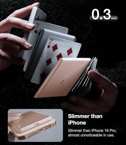 Ultra-Slim TORRAS 10,000 m Ah Power Bank with Built-in USB-C Cable – Lightweight Portable Charger for i Phone 16/15 & Samsung S24 Ultra, 22.5 W Fast Charging, Durable Design for Travel and Outdoor Use – Glacier Grey, Enhanced Safety & Dual Device Charging