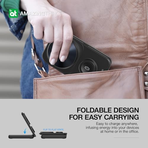Revolutionary Foldable Magnetic Power Bank – 8000 m Ah Portable Charger with Dual Built-in USB-C Cables, Mag Safe Compatible for i Phone 12-16 Series, i Watch & Air Pods – Fast Charging Solution for Effortless Travel and Daily Use