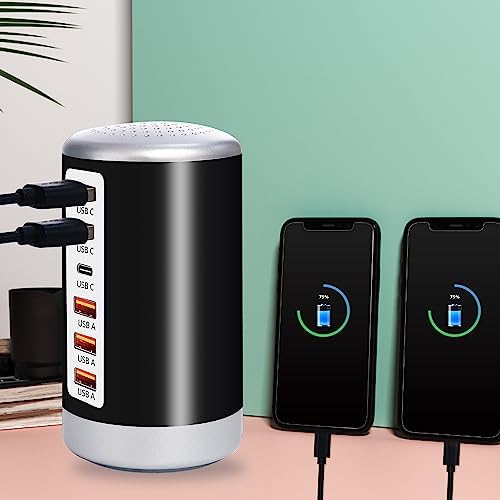 Power Up in Style: Universal 6-Port USB Charging Hub with Smart Identification Technology for i Phone, i Pad, and More – Compact, Fast Charging Station in Elegant Purple Finish for Home and Office Use