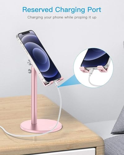 Cell Phone Stand, OMOTON Angle Height Adjustable Phone Holder, Aluminum Desktop Phone Holder Dock Stand for Desk, Compatible with iPhone 13/Mini/Pro/Max, All Smartphones and Tablets(4-11”),Black – Enhanced Compatibility and Speed