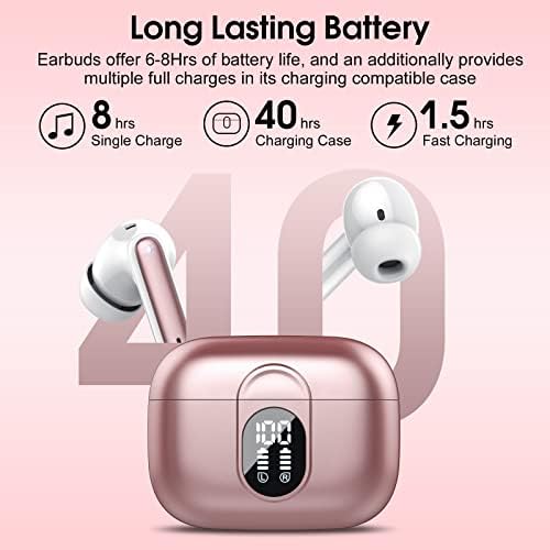 Premium Wireless Earbuds with Bluetooth 5.3 – Hi-Fi Stereo Sound, 40-Hour Playtime, IP7 Waterproof Sports Earphones with LED Battery Display – Perfect for Android & i OS Users – Ultimate Comfort & Durability for Active Lifestyles