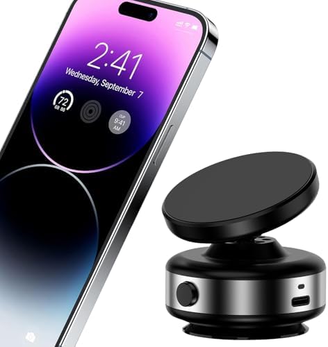 Revolutionary 360-Degree Adjustable Vacuum Magnetic Phone Holder for Vehicles – Effortless Hands-Free Operation with Superior Stability and Enhanced Compatibility for i Phone 16/15/14/13/12 and More – Ideal Car Accessory for Navigation and Streaming
