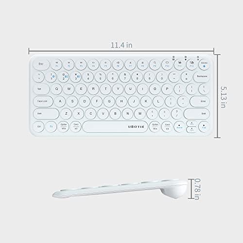 UBOTIE Wireless Colorful Slim Bluetooth Keyboard – Portable 78-Key Compact Design with Silent Scissor Switches and Elegant Round Keycaps for Tablets, Laptops, and Smartphones – Ultimate Typing Comfort and Style