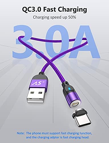 A.S 3-in-1 Magnetic Charging Cable for Enhanced Connectivity – Fast Charging and Data Sync for Micro USB, USB C, and i-Product Smartphones – Versatile 3.3 ft & 6.6 ft Lengths, Durable Black Design for Efficient Power Delivery and Hassle-Free Use
