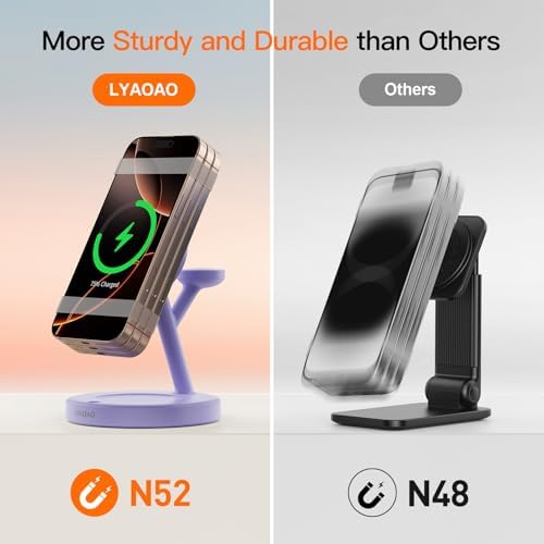 2025 US Edition 3-in-1 Wireless Charging Station for Apple: High-Speed 15 W Mag-Safe Charger Dock for i Phone 16/15/14/13/12, Air Pods, and Apple Watch – Superior Compatibility and Fast Charging Solution