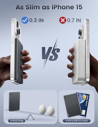 Ultra-Slim Mag Safe Portable Charger by RORRY – 5000 m Ah Magnetic Power Bank for i Phone & Samsung – 18 W Fast Charging Wireless Battery Pack in Elegant Pink – Effortless Portability with Durable Alloy Design