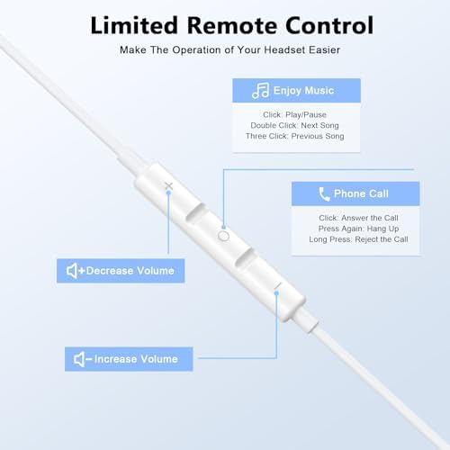 High-Fidelity Wired Earbuds for i Phone – 2-Pack with Advanced Noise Cancellation & Built-In Microphone – Perfectly Compatible with i Phone 14, 13, 12, 11 Pro Max, XS, XR, X, 8, 7 – Ergonomically Crafted for All-Day Comfort & Superior Audio Clarity – Ideal for Music Lovers and Gamers Seeking Exceptional Sound Quality