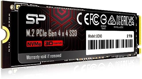 Elevate Your Computing Experience with Silicon Power 500 GB UD90 NVMe 4.0 Gen4 PCIe M.2 SSD – Lightning-Fast Read/Write Speeds of 5,000/2,700 MB/s for Gamers and Creators – Compact, Reliable Storage Solution with Superior Compatibility for All Devices