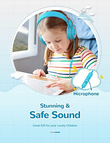 i Clever HS14 Kids Headphones – Stylish Black & Pink Volume-Limited On-Ear Headset with Built-In Microphone for Safe Listening and Enhanced Comfort, Foldable Travel Design for School and Home Use, Perfect for Tablets and Laptops