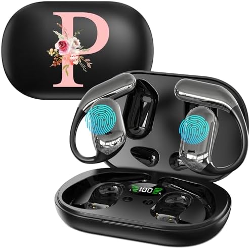 Floral Initial Personalized Wireless Earbuds with Advanced AI Language Translation – Premium Noise Cancelling Bluetooth Headphones for Stylish Communication – Ideal Mother’s Day Gift for Tech Enthusiasts and Culture Lovers