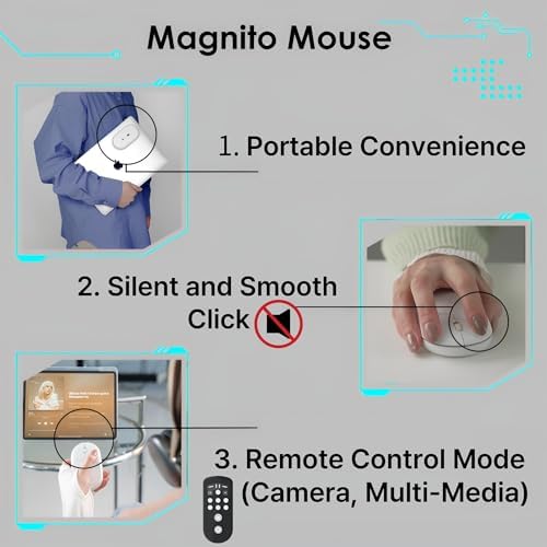 Sleek Pink Magnito Magnetic Wireless Bluetooth Mouse: The Ultimate Travel Companion for Mac, i Pad, Windows & More – Silent Clicks, Compact Design, Effortless Portability & Enhanced Device Compatibility