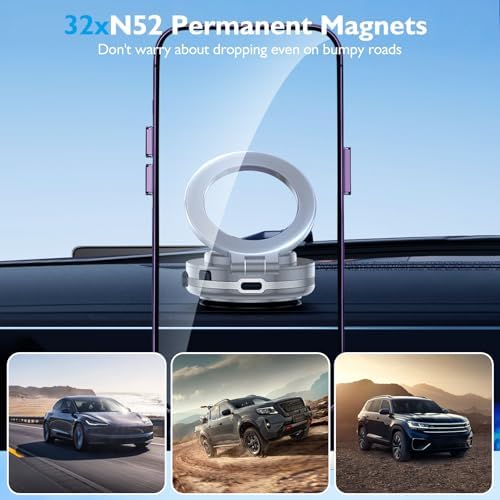 Revolutionize Your Driving Experience with the Electric Vacuum Magnetic Car Phone Mount – 360° Rotating Holder for Optimal Viewing, Universally Compatible with All Phones, Strong Suction for Smooth Surfaces, Effortless Installation & Enhanced Safety in Every Journey – Sleek Black Design for Any Car Interior