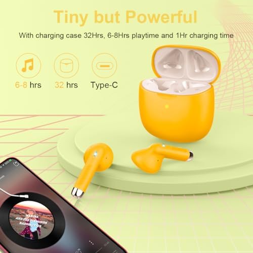 Light Pink Bluetooth 5.3 Wireless Earbuds – Exceptional Noise Cancelling Sports Headphones with IP7 Waterproof Design for Unmatched Outdoor Performance – 32 Hours of Playtime & Quick USB-C Charging for Ultimate Audio Convenience