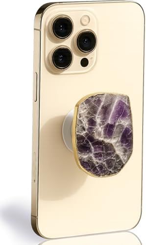 Transform Your Mobile Experience with CRYSTALFY White Clear Quartz Druzy Crystal Phone Grip – Versatile Kickstand & Unique Gemstone Top for i Phone, i Pad, Kindle & More – Handcrafted Natural Accessory with Enhanced Adhesion and Customizable Design – Perfect for Style, Functionality, and Gifting