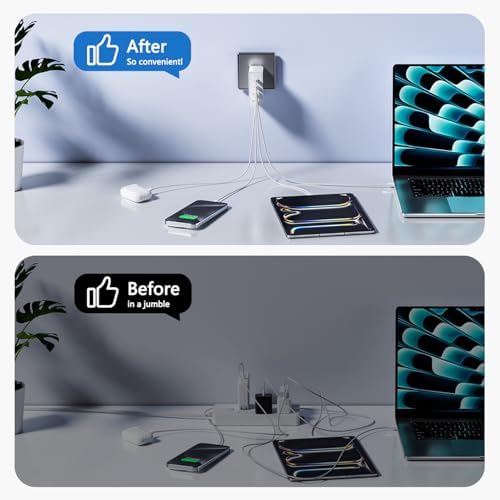 Ultra-Fast 140 W Ga N USB-C Power Hub – Smart 4-Port Charging Station for Laptops, i Phone 15/16, Mac Book Pro/Air, Galaxy S23/S24, and Dell – Sleek, Efficient Design for Home and Office Use