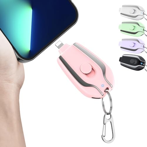 Compact Keychain Portable Charger – 2200 m Ah Emergency Power Bank for i Phone 14/13/12/11/XS/XR/8/7/6 Series – Ultra-Lightweight Fast Charging Battery Pack with Pass-Through Function and Multi-Protection Features – Ideal for On-the-Go Power Backup – White