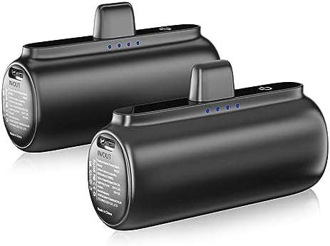 Dual Pack 5500 m Ah Mini Portable Charger for i Phone – Ultra-Compact Power Bank with PD Fast Charging in Stylish Black & Pink – Perfect Travel Accessory for i Phone 14/13/12/11/X/8/7/6 – Enhanced Compatibility & Convenience for On-the-Go Power