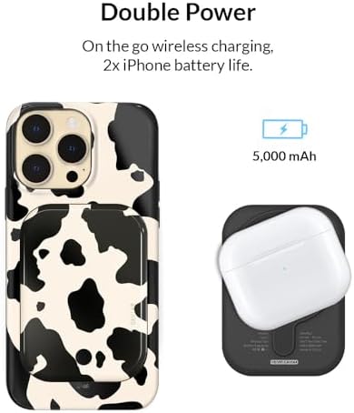 Stylish Hot Pink Leopard VELVET CAVIAR Magnetic Power Bank – Mag Safe Compatible Slim Charger for i Phone 12, 13, 14, 15 – Fast 5000 m Ah Portable Battery Pack with USB-C for Effortless Charging on the Go