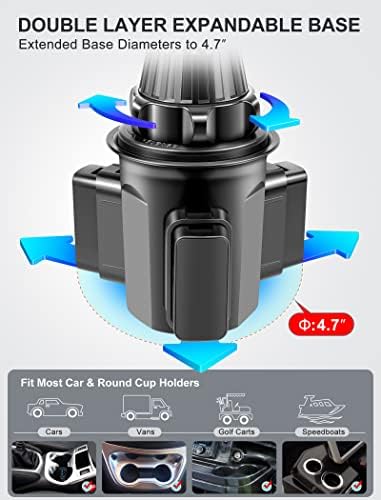 Elevate Your Driving Safety with the TOPGO Height-Adjustable Cup Phone Mount – Non-Shaking Smartphone Holder for i Phone 16 & All 4.0-7.0 Inch Devices in Sleek Black – Optimal Viewing, Easy Installation, Perfect for Any Vehicle