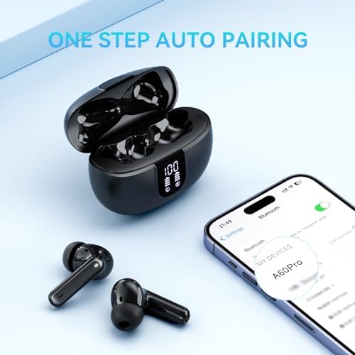 Elevate Your Sound Experience: Stylish Rose Gold Wireless Earbuds with Bluetooth 5.3, 40-Hour Playtime, Deep Bass Stereo, Noise-Canceling Mic, and IP7 Waterproof Durability for i OS & Android Devices – Perfect for Music Lovers and Active Lifestyles