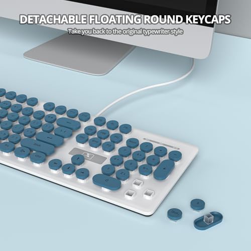 Vintage-Inspired Retro Typewriter Coffee Keyboard – Full-Size 104 Keys with LED Backlighting | Sleek & Silent Wired Membrane Design for Home & Office | Enhanced Compatibility for PC, Laptop, and Desktop Use | Elevate Your Workspace Aesthetics and Productivity