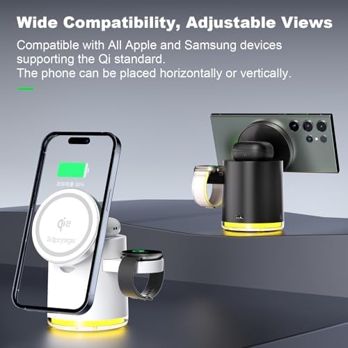 Revolutionary Qi2 Certified 3-in-1 Magnetic Wireless Charging Station for Apple & Samsung Devices – Ultra-Fast 30 W Dock with Seamless Compatibility for i Phone 12-16, i Watches, Air Pods, and Samsung Watches – Compact, Tangle-Free Power Solution in Sleek Black Finish