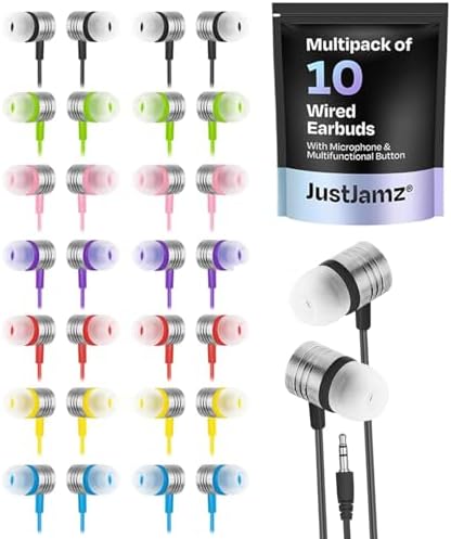 Affordable 10-Pack Wired Earbuds for Classrooms and Educational Use – Reliable 3.5 mm Jack Headphones for Students, Teachers, and Libraries – Tangle-Free Design for Enhanced Comfort and Versatile Applications – Budget-Friendly Audio Solution for Group Settings