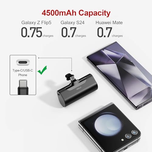 i WALK Compact 4500 m Ah USB-C Power Bank – Ultra-Lightweight Portable Charger for i Phone 16/15, Samsung Galaxy S25/S24/S23, and More – Fast Charging, Versatile Compatibility, Stylish Purple Design for On-the-Go Power Solutions