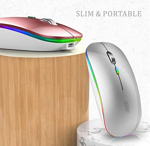 TENMOS Sleek LED Bluetooth Mouse – Ultra-Quiet Rechargeable Wireless Mouse with Type C Adapter for Laptops, Mac Books & i Pads – Bluetooth 5.1 & 2.4 GHz Universal Compatibility in Vibrant Blue – Perfect for Home, Office, and On-the-Go Productivity