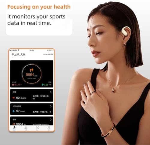 Open-Ear Wireless Fitness Earbuds for Mindful Meditation and Enhanced Wellness – Real-Time Heart Rate & Sp O2 Monitoring, IPX5 Waterproof for Active Lifestyles, Secure Fit for Running and Yoga, Compatible with Multiple Devices, Sleek White Design – Transform Your Relaxation Journey