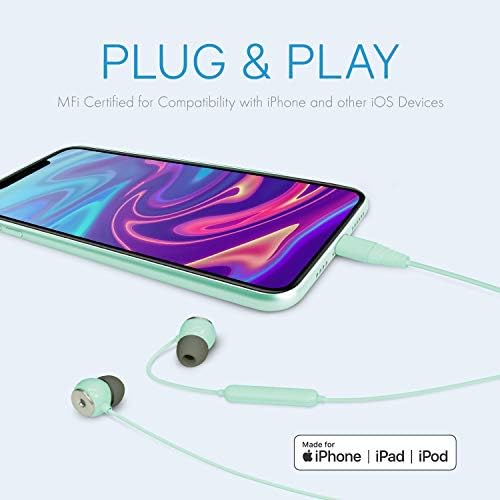 Premium Lightning Earbuds – Apple MFi Certified In-Ear Headphones with Enhanced Bass, Built-In Microphone for Hands-Free Calling, and Track Controls – Vibrant Red for Ultimate Style and Compatibility