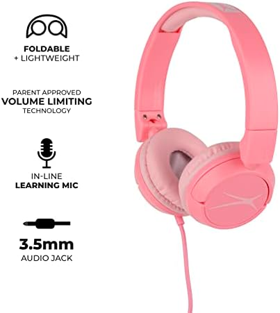 Altec Lansing Kids Over-Ear Headphones with Volume Limiting Technology – Safe and Cozy Audio Companion for Ages 6-9, Perfect for Online Learning and Device Compatibility in Vibrant Blue for Enhanced Focus and Fun