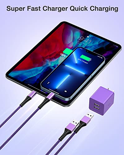 Ultra-Fast i Phone Dual Port Charger Set – 6 FT Lightning Cable & Compact Wall Plug Adapter for i Phone 14, 13, 12, 11 Pro Max, XS, X, 8, 7 Plus, SE & i Pad – Quick Charge Technology for Seamless Power on the Go