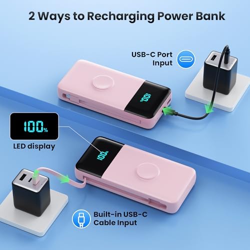 High-Capacity 40800 m Ah 5-in-1 Portable Power Bank with Fast Charging for i Phone and Apple Watch – Dual Built-in Cables, Magnetic Wireless Charger, LED Display, Ideal for Travel and Outdoor Adventures, Compatible with Android and More Devices