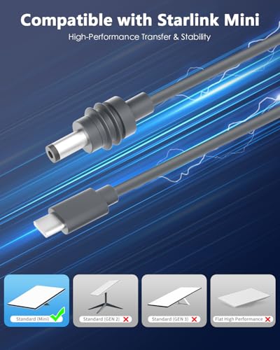 Starlink Mini USB C to DC Power Cable – 6.6 FT (2 M) 18 AWG Fast Charging Cord for Enhanced Outdoor Connectivity – Compatible with Anker 737 Power Bank – 20 V 5 A, 100 W+ PD Power Source – Streamlined Power Solution for Laptops, Tablets, and More