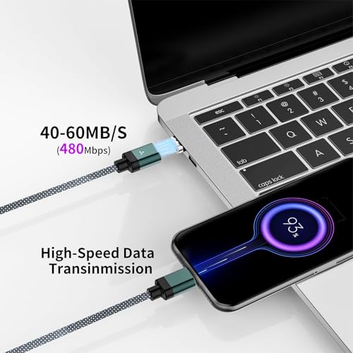 High-Performance 100 W Magnetic USB-C Charging Cable with Right Angle Design | 480 Mbps Data Transfer for Speed & Efficiency | Fast Charging Compatible with All USB-C Devices | Durable & Versatile Charging Solution