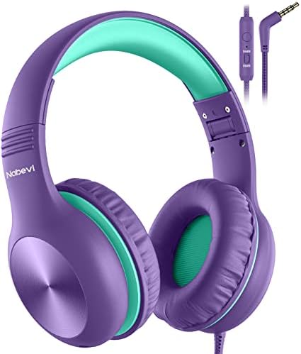 Premium Kids Over-Ear Headphones with Built-In Microphone – Safe Volume Control, Lightweight Dark Green Design for Online Learning & Travel, HD Sound Quality, Collaborative Audio Sharing Feature for Enhanced Learning Experiences