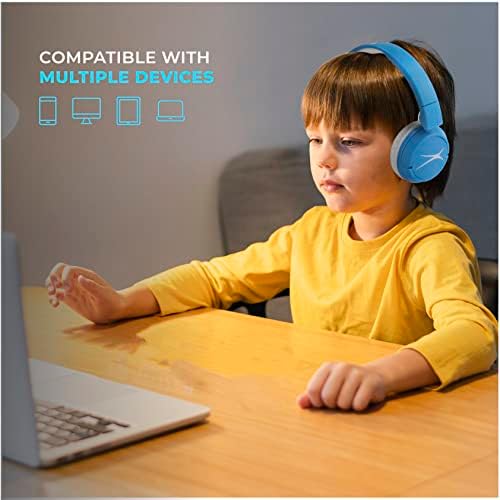 Altec Lansing Kids Over-Ear Headphones with Volume Limiting Technology – Safe and Cozy Audio Companion for Ages 6-9, Perfect for Online Learning and Device Compatibility in Vibrant Blue for Enhanced Focus and Fun